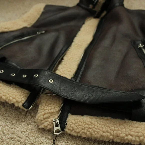 Zara Cropped Double Faced Vest Dark Brown - Picture 5 of 6